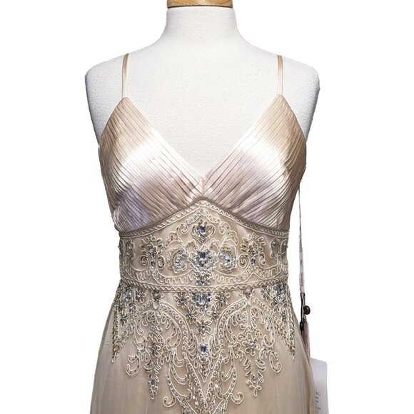 SUE WONG Beaded 1920s Flapper Dress w/ Ostrich Feather Trim NWT - Picture 3 of 8